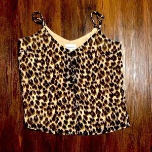 Heartloom Women's Leopard Print tank Top - Black and Cream sz S Euc sleeveless